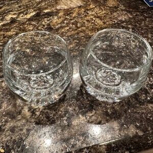 VTG 2 Luxury Krosno Poland Bottom Heavy Whiskey Rocks Crystal Glass Glasses